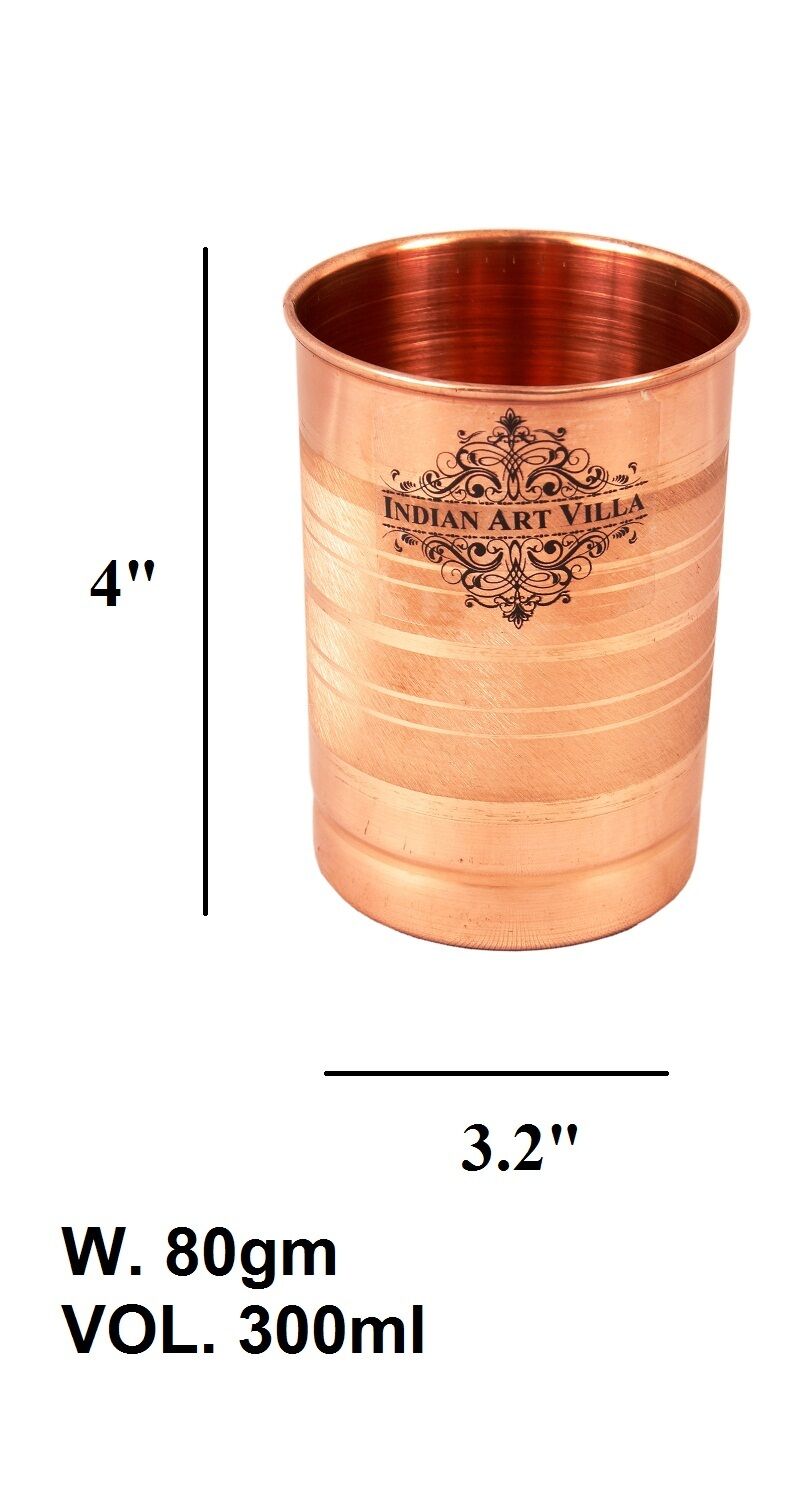 Pure Copper Glass Tumbler Cup 300 ML|Drinking Water Ayurveda Health Benefit Yoga