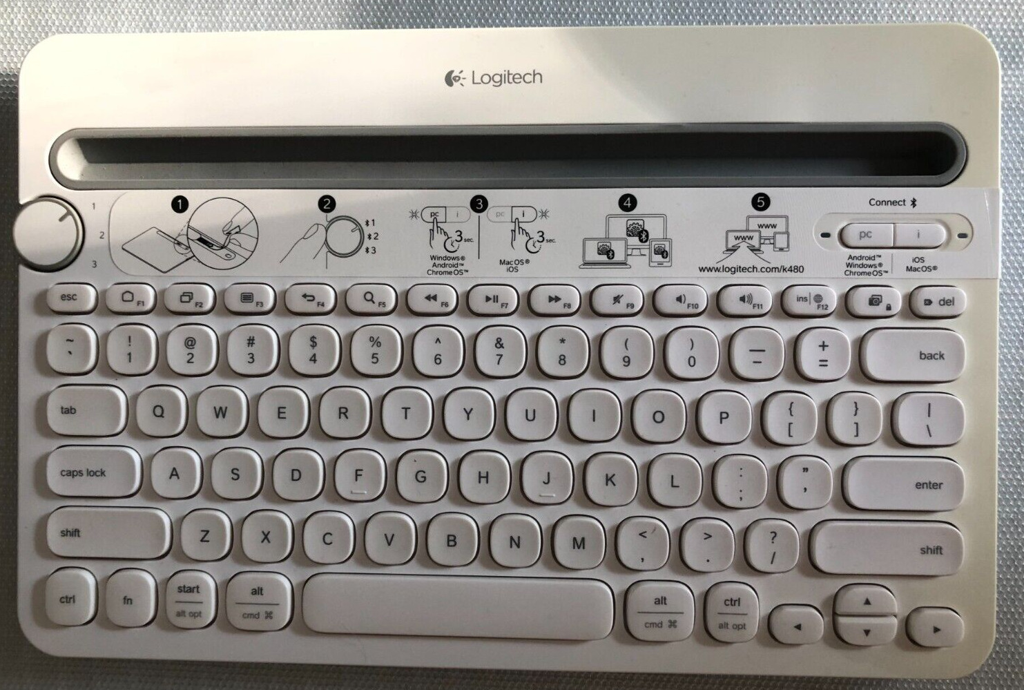 Logitech K480 Bluetooth Multi-Device Keyboard - White