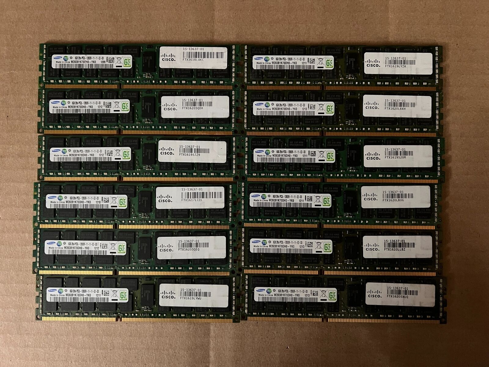 16X SAMSUNG 8GB 2RX4 PC3L-12800R ECC REG SERVER MEMORY RAM M393B1K70DH0-YK0 D2-1