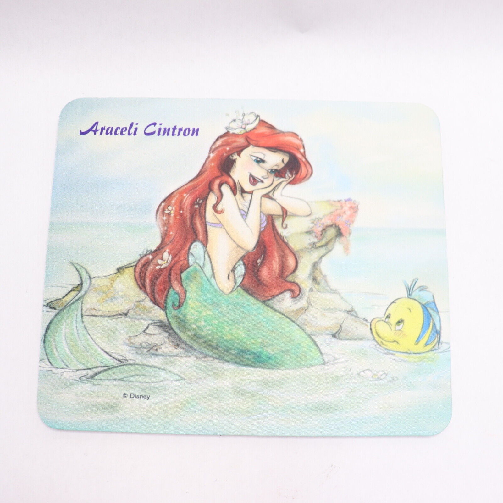 Disney Little Mermaid Mouse Pad Faux Feather 9-1/8\