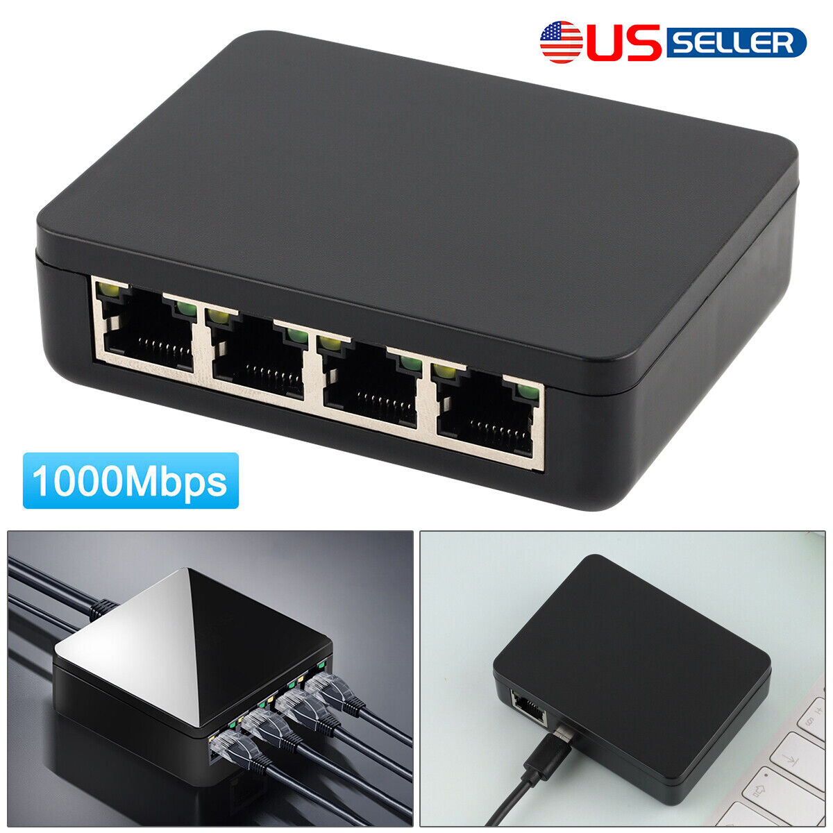 4 Port Gigabit Ethernet Network Switch Hub RJ45 LAN Network Internet Splitter
