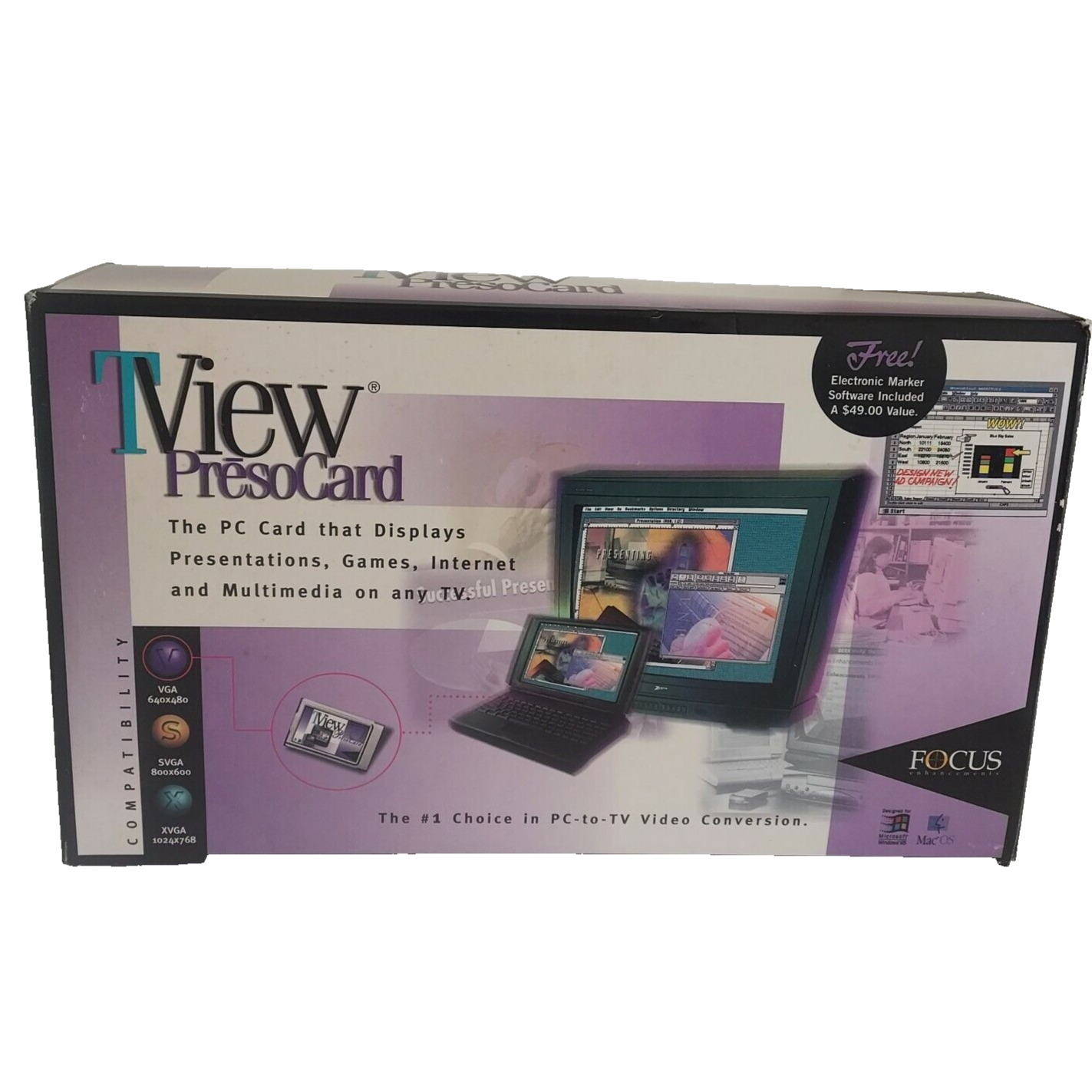 Focus Enhancements TView Presco Card PC-to-TV Converter w/ Software & Cables