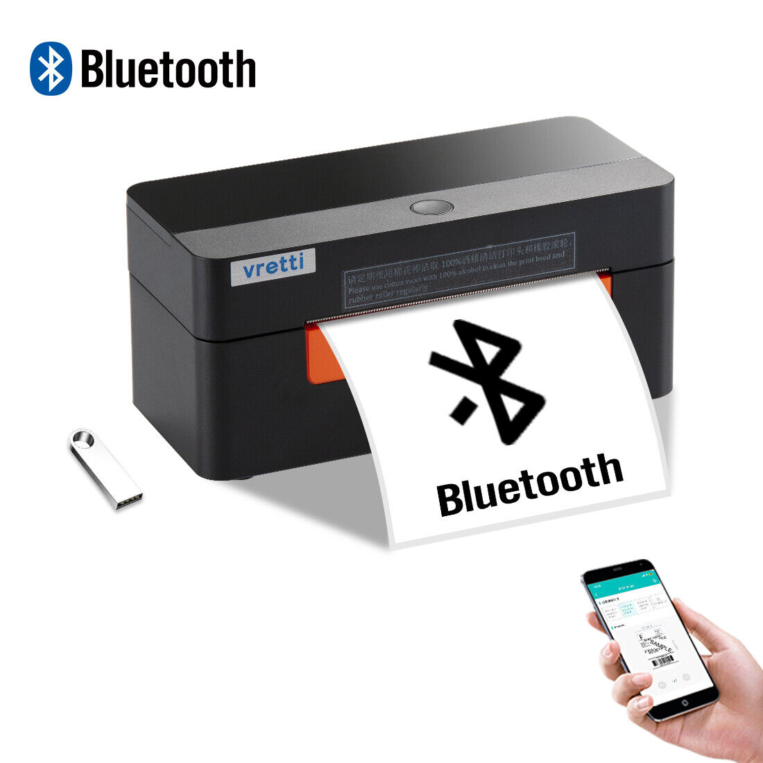 Thermal Shipping Label Printer 4x6 Wireless Bluetooth For Smart Phone