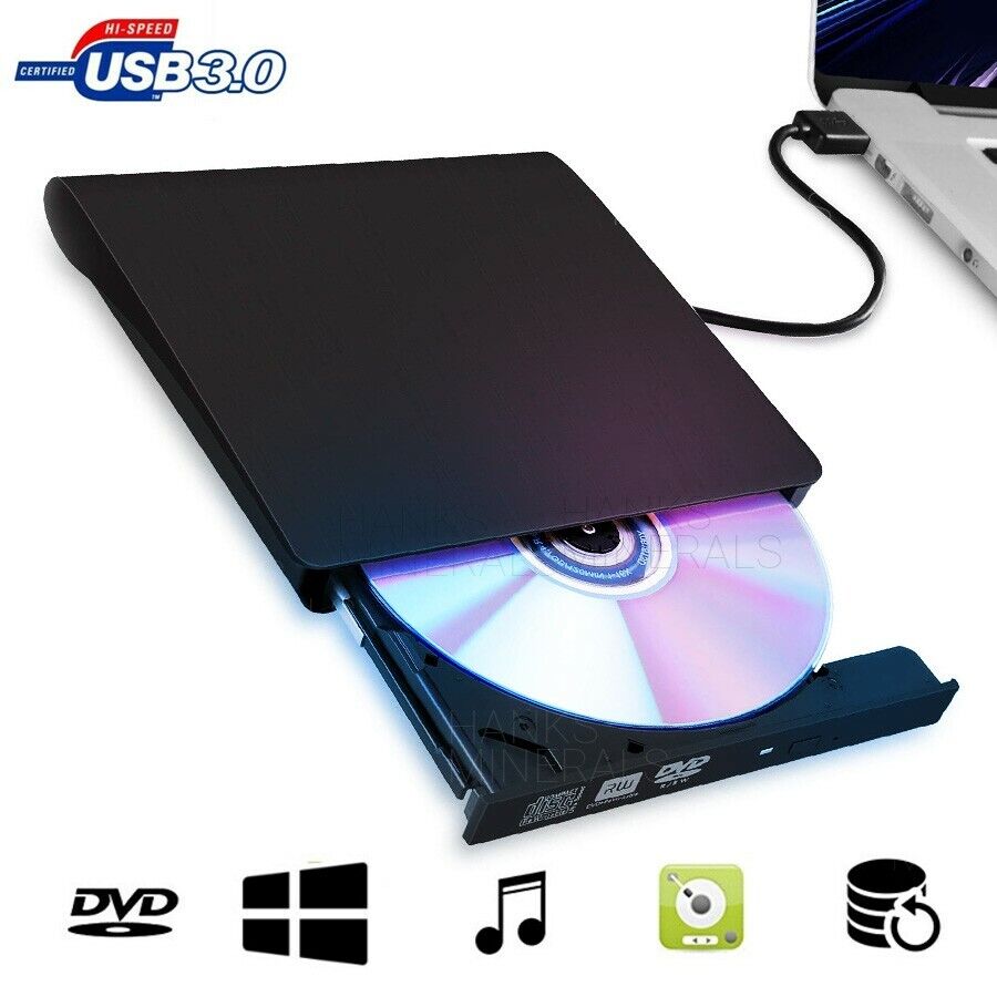 External DVD Drive USB 3.0 Portable DVD +/-RW Rewriter Burner Laptop Desktop