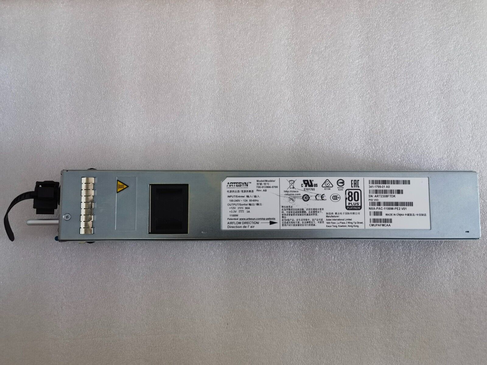 Genuine Cisco NXA-PAC-1100W-PE2 1100W AC Power Supply for Nexus 9336C-FX2 Tested