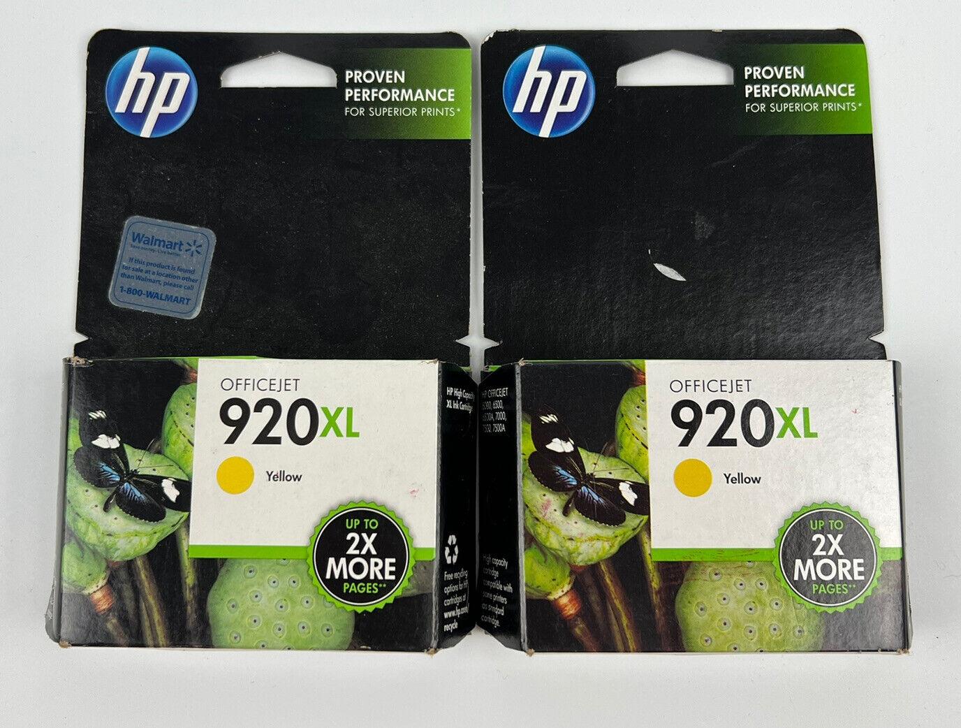 Set of 2 HP 920 XL YELLOW Ink Cartridges CD974AN - AUTHENTIC - EXP 2014 & 2016