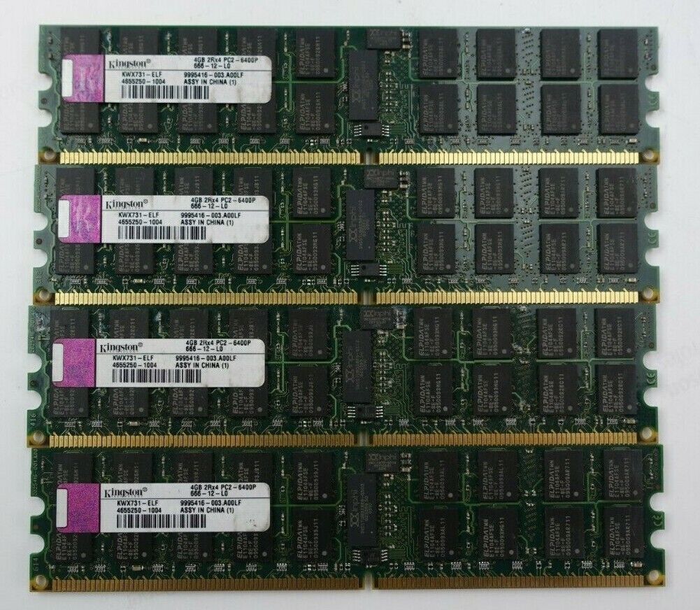 (Lots of 4) Kingston 4GB-PC2-6400P DDR2-800 2Rx4 ECC-Registered KWX731-ELF DIMMs