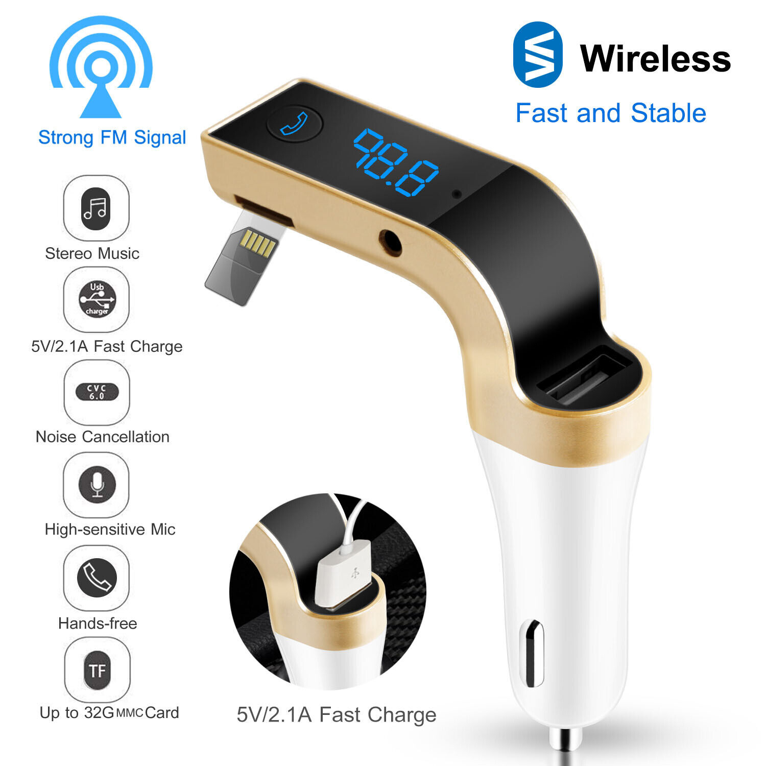 Handsfree Wireless FM Transmitter Car Kit Mp3 Player with USB Charger