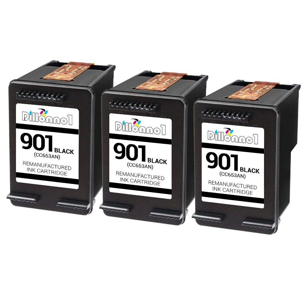 3-pk For HP901 (CC653A) Black Ink For HP Officejet J4624 J4660 J4680 Printer