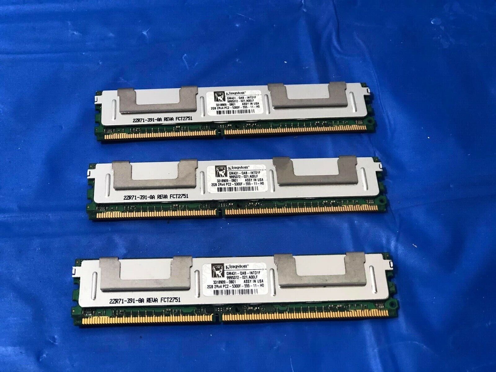 LOT OF 3-  KINGSTON GM431-QAB-INTD1F 2GB ECC DDR2  SERVER MEMORY