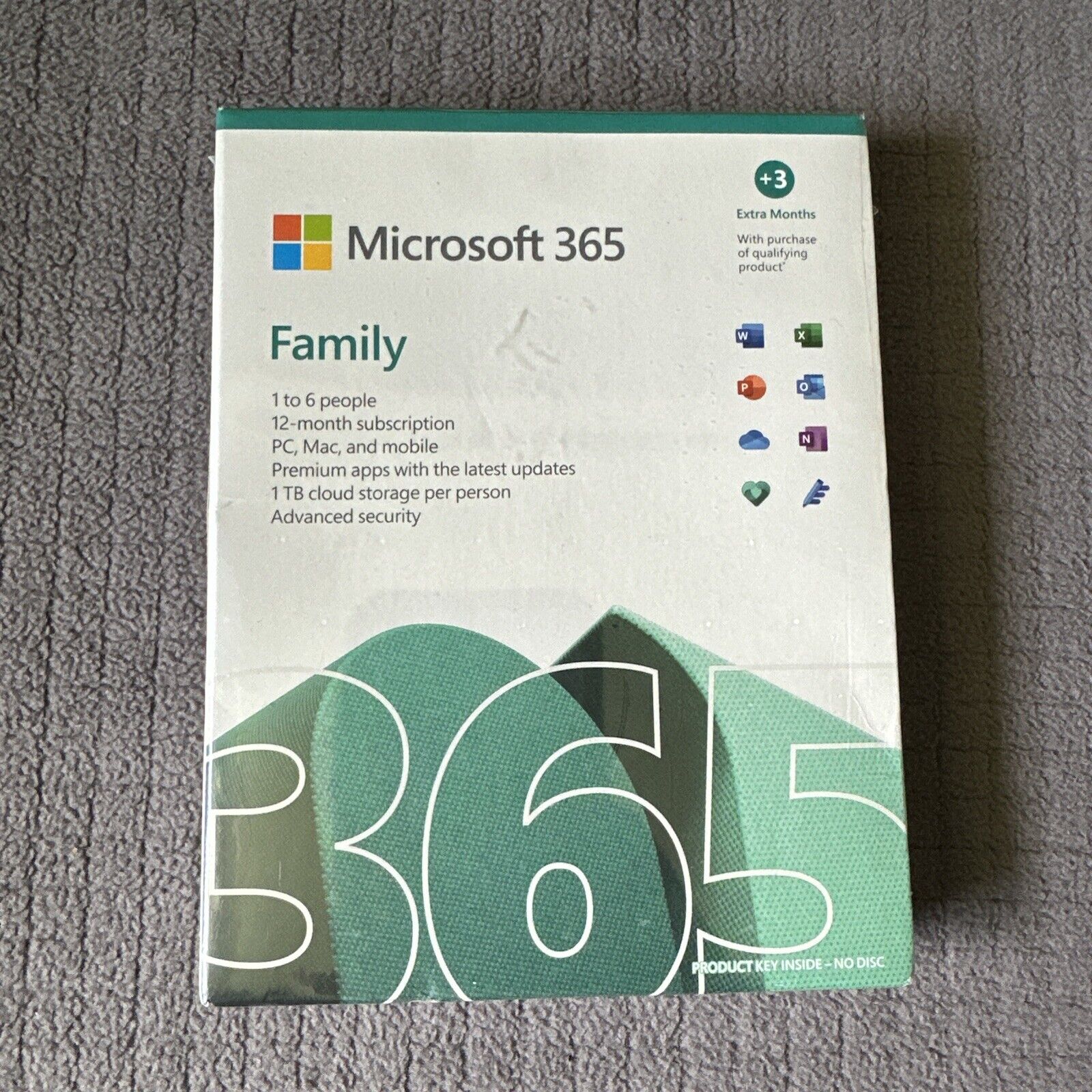 Microsoft 365 Family (One-Year, Up to 6 people) Brand New Sealed.