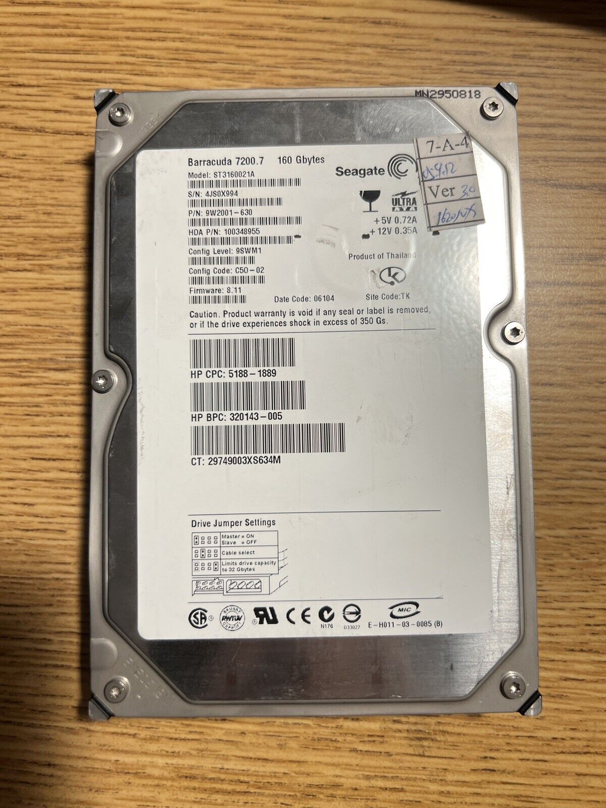 LOW HOUR Seagate Barracuda ST3160021A 160 GB IDE 3.5\