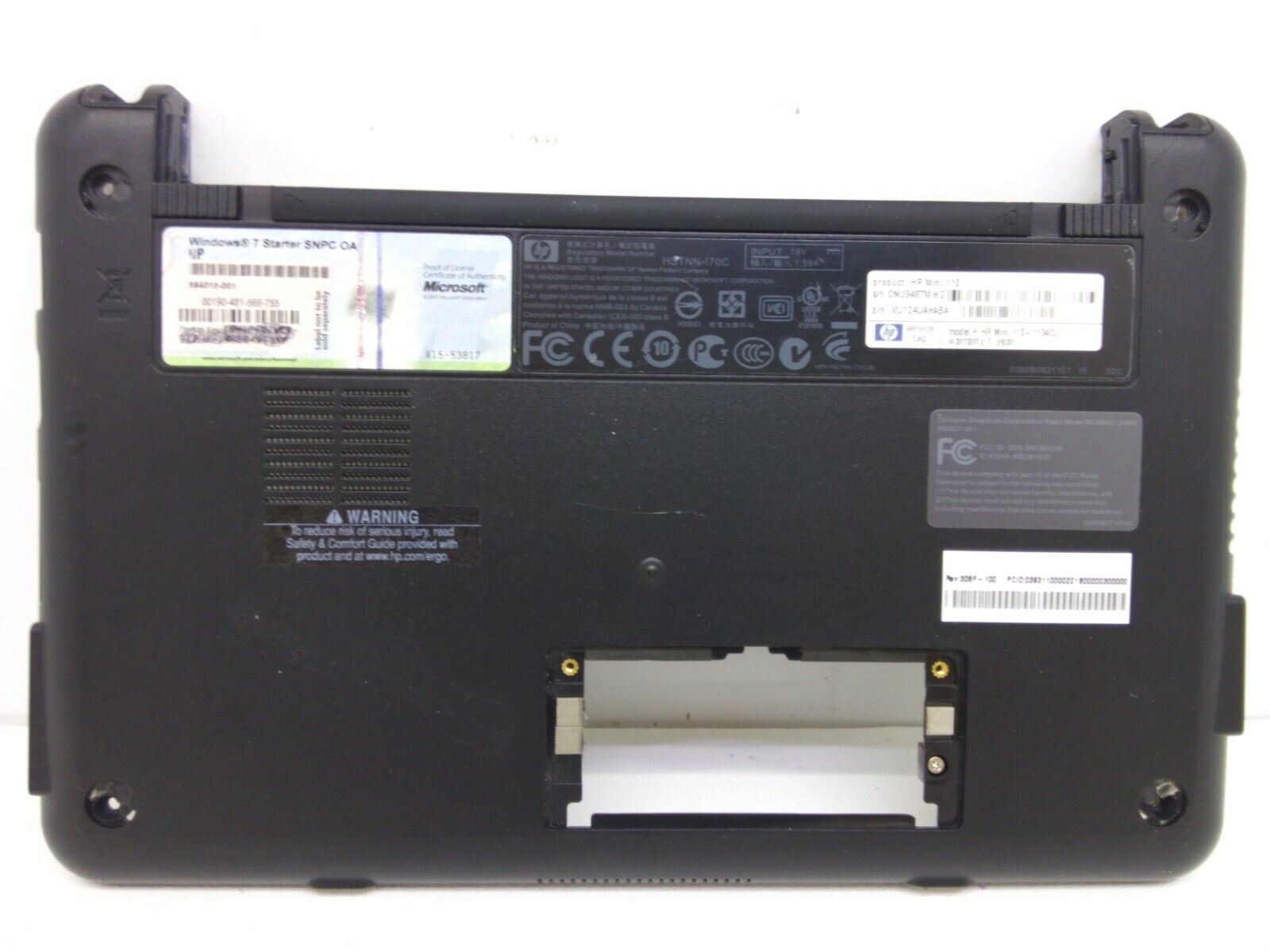 HP Mini 110 Bottom Base Case + Genuine + USB 537611-001 - 581325-001 - 69