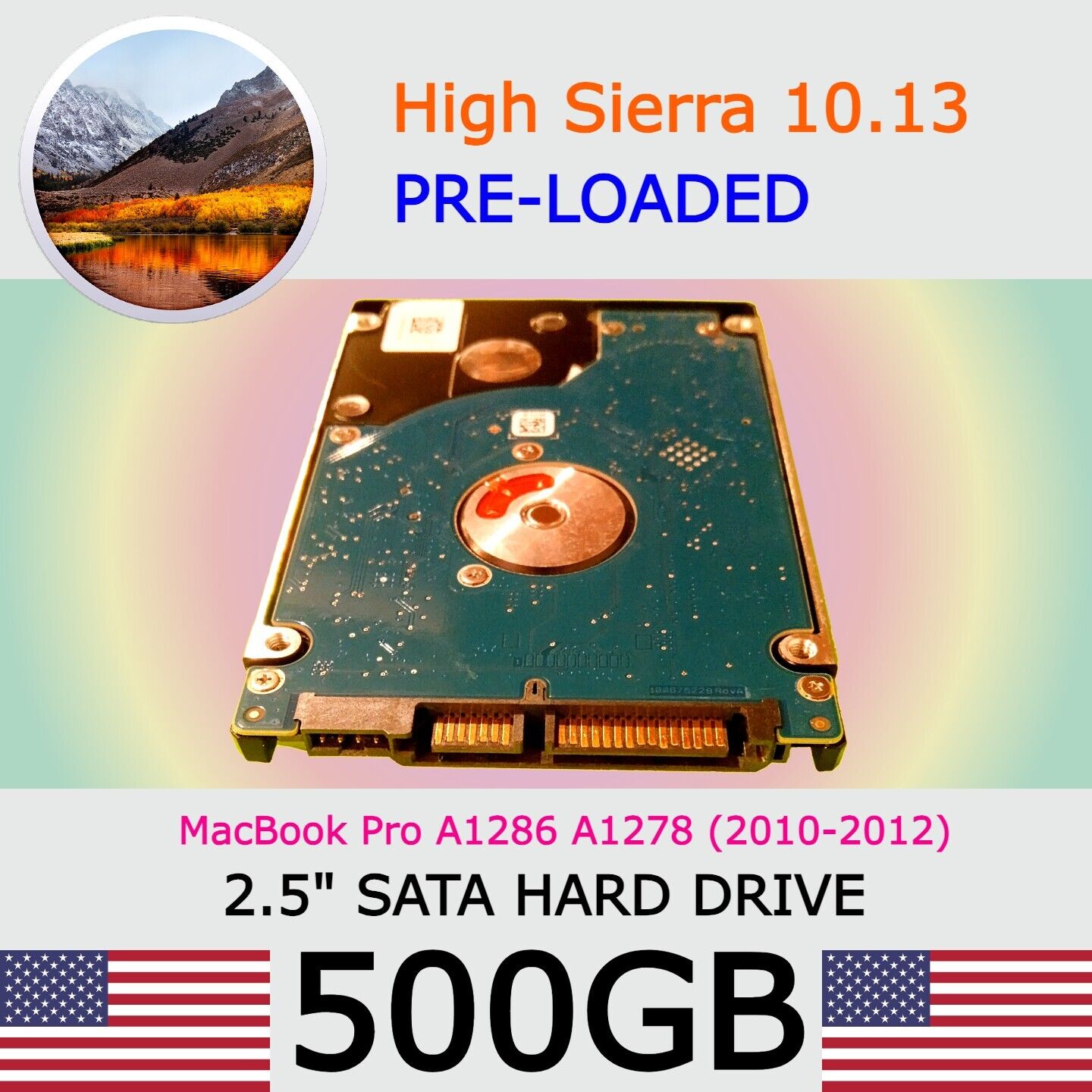MacBook Pro Hard Drive High Sierra 10.13 500GB HD 2.5 2010 2011 2012 A1278 A1286