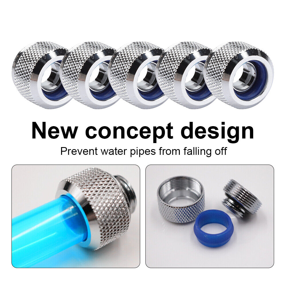 5Pcs G1/4 Thread Compression Fitting Tube Connector for OD 14mm PC Water Cooling