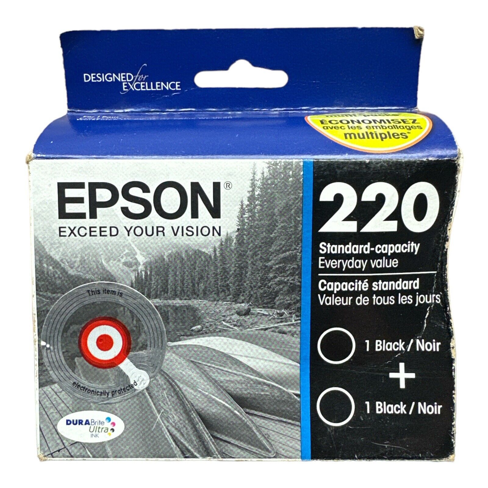 Genuine Epson 220 Black Ink Cartridges 2PK Standard Capacity Exp 06/2018 Sealed