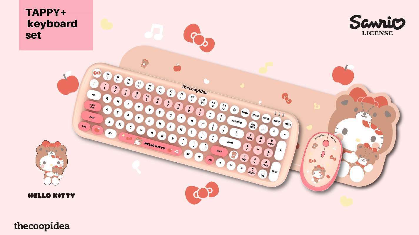 New Thecoopidea Sanrio Wireless Keyboard Mouse Set Little Twin Stars Hello Kitty