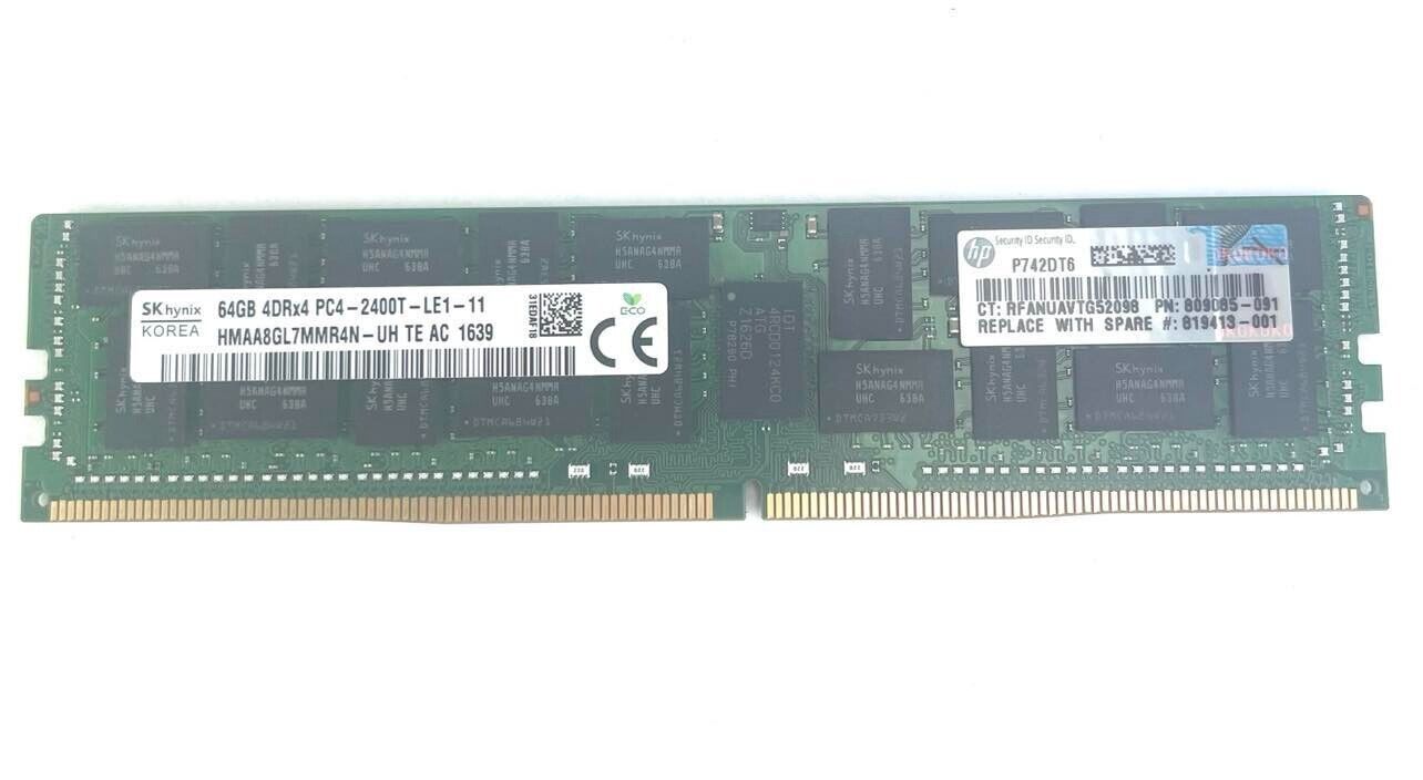 Hynix 64GB DDR4 PC4-2400T 4DRx4 ECC LRDIMM  HP 809085-091   spare # 819413-001