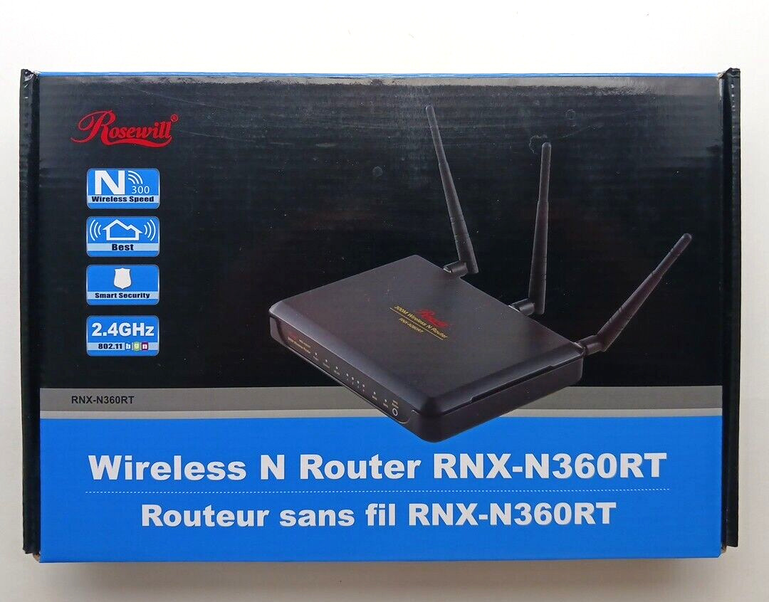 Rosewill Wireless N Router RNX-N360RT 802.11 b/g/n 300Mbps 4 LAN Ports 3 Antenna