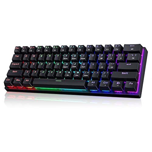 Portable 60% Mechanical Gaming Keyboard, Wired Keyboard with Blue Switches,LED 