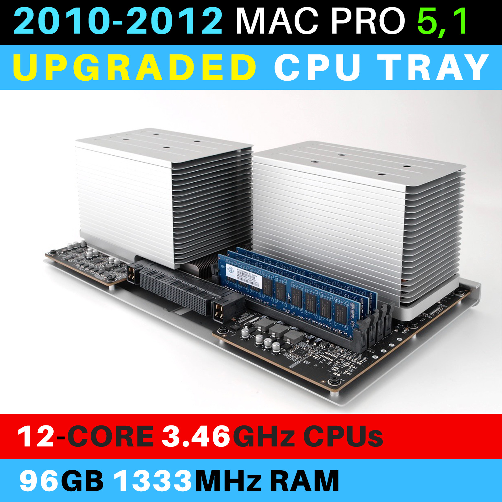 2010-2012  Mac Pro 5,1 CPU Tray with 12-Core 3.46GHz Xeon and 96GB RAM 