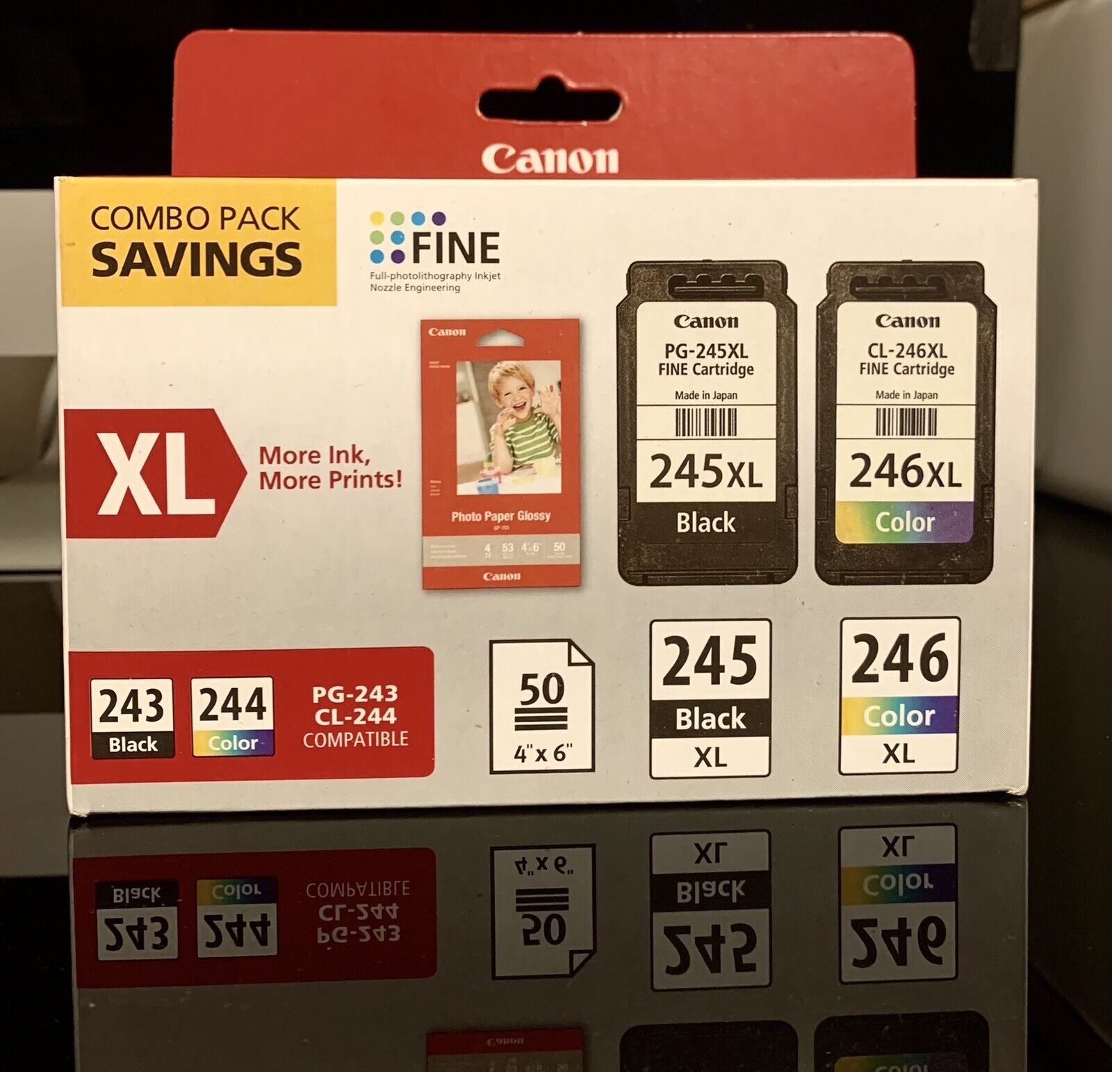 Genuine Canon PG-245XL/CL-246XL Ink Cartridges + Photo paper OEM New Sealed