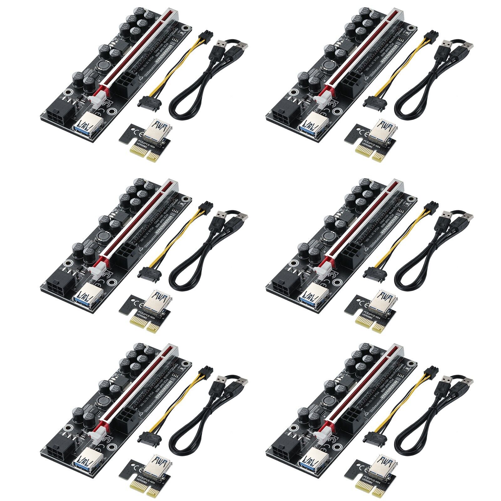 MZHOU 6PACK PCI-E 1X to 16X Riser Card with 7 PCI-E 1X Plug-in Card Adapter Card