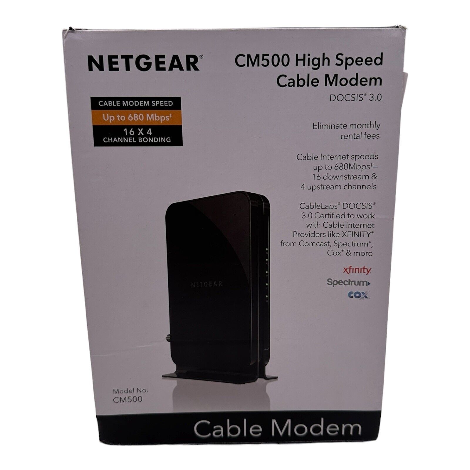 NETGEAR CM500 High Speed Cable Modem | DOCSIS 3.0 | CM500-100NAS - New Open Box