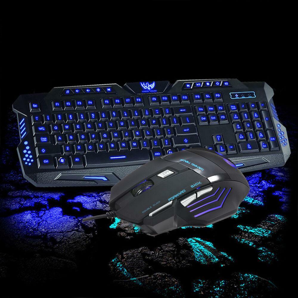 LED Backlit Gaming Keyboard WITH 3 Colorways + Alternating Light USB Wired Game