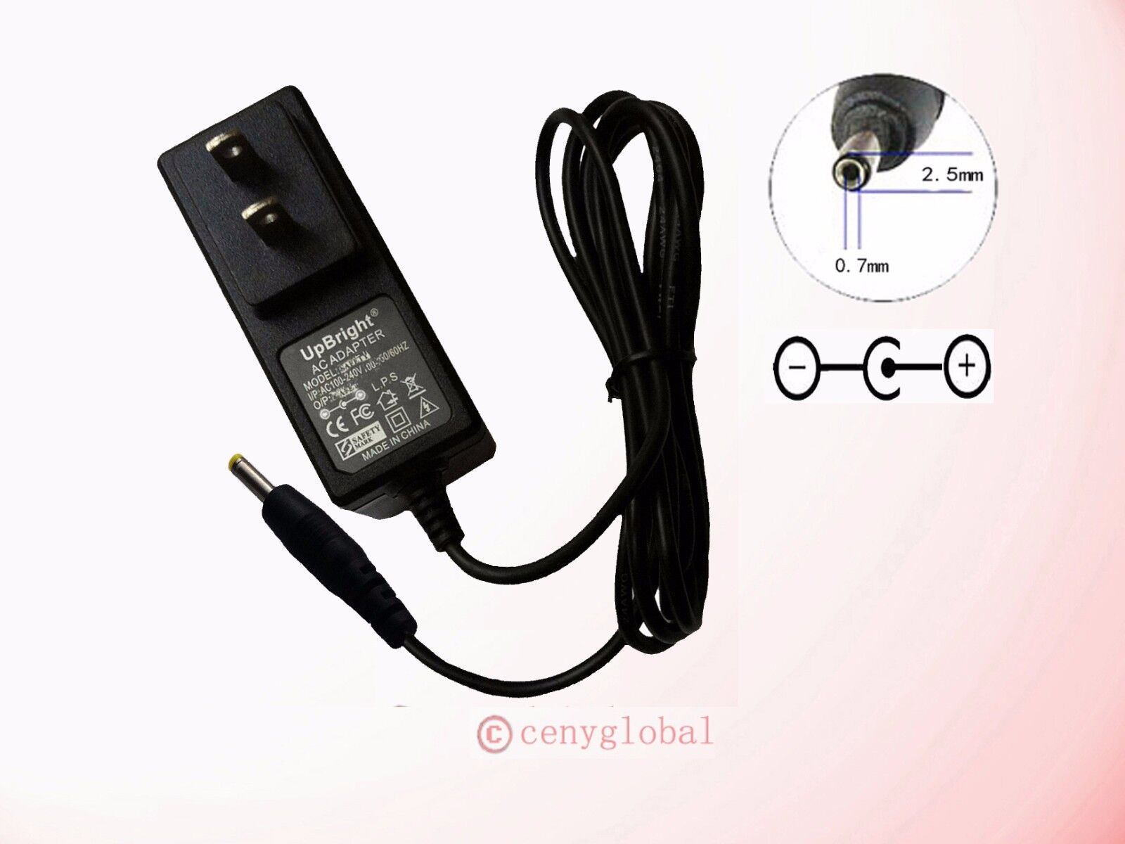 AC 100V-240V Converter Adapter DC Power Supply Plug 2.5mm x 0.7mm Series Global