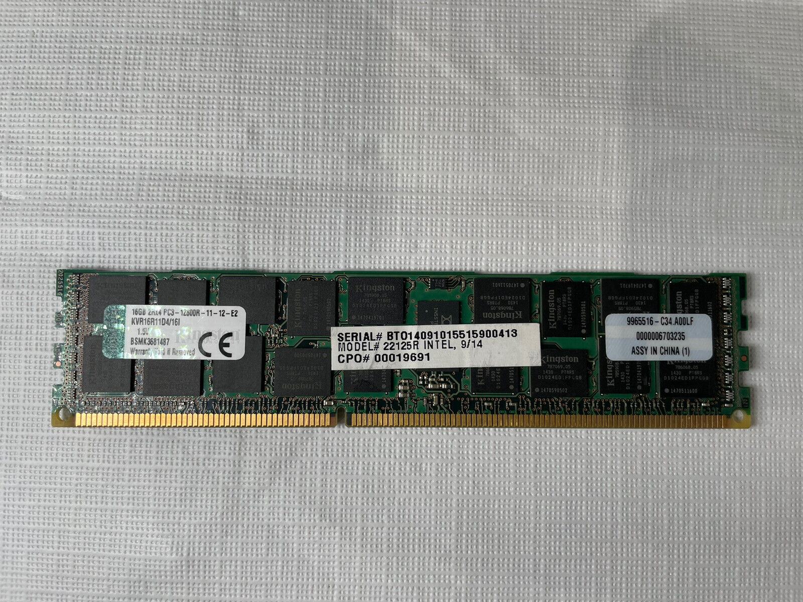 KVR16LR11D4/16I KINGSTON 16GB 2RX4 PC3L-12800R MEMORY MODULE (1X16GB) RAM