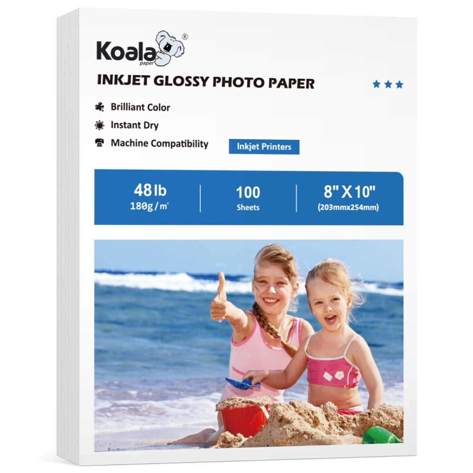 Lot 100-500 PK Koala Premium Photo Paper 8x10 Glossy 48lb Inkjet Picture Paper