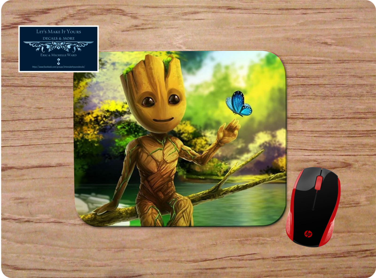 BABY GROOT BUTTERFLY GUARDIANS OF THE GALAXY MOUSEPAD MOUSE PAD SCHOOL GIFT XMAS