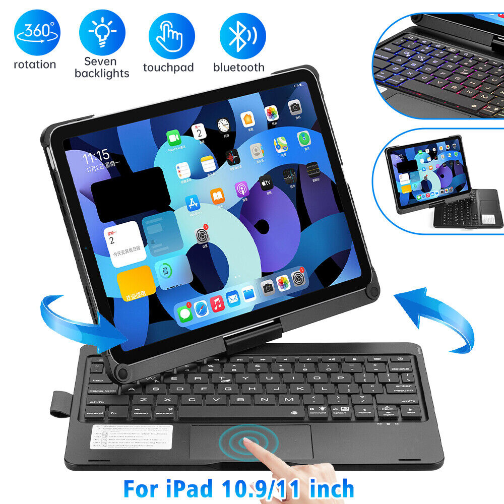 Smart Case With Touchpad Keyboard Cover For iPad 7/8/9th/10th Gen Air 4 5 Pro 11