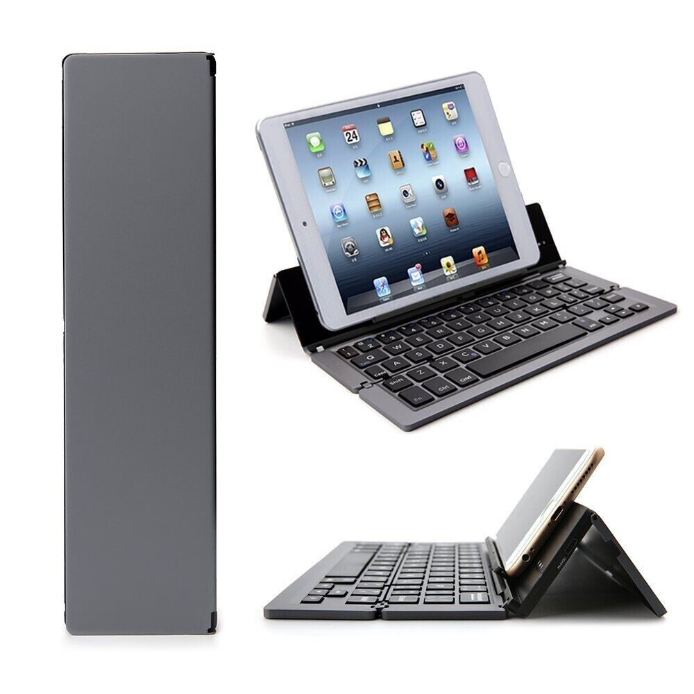 Portable Bluetooth Wireless Keyboard W/Kickstand Holder For iPad iPhone, Android