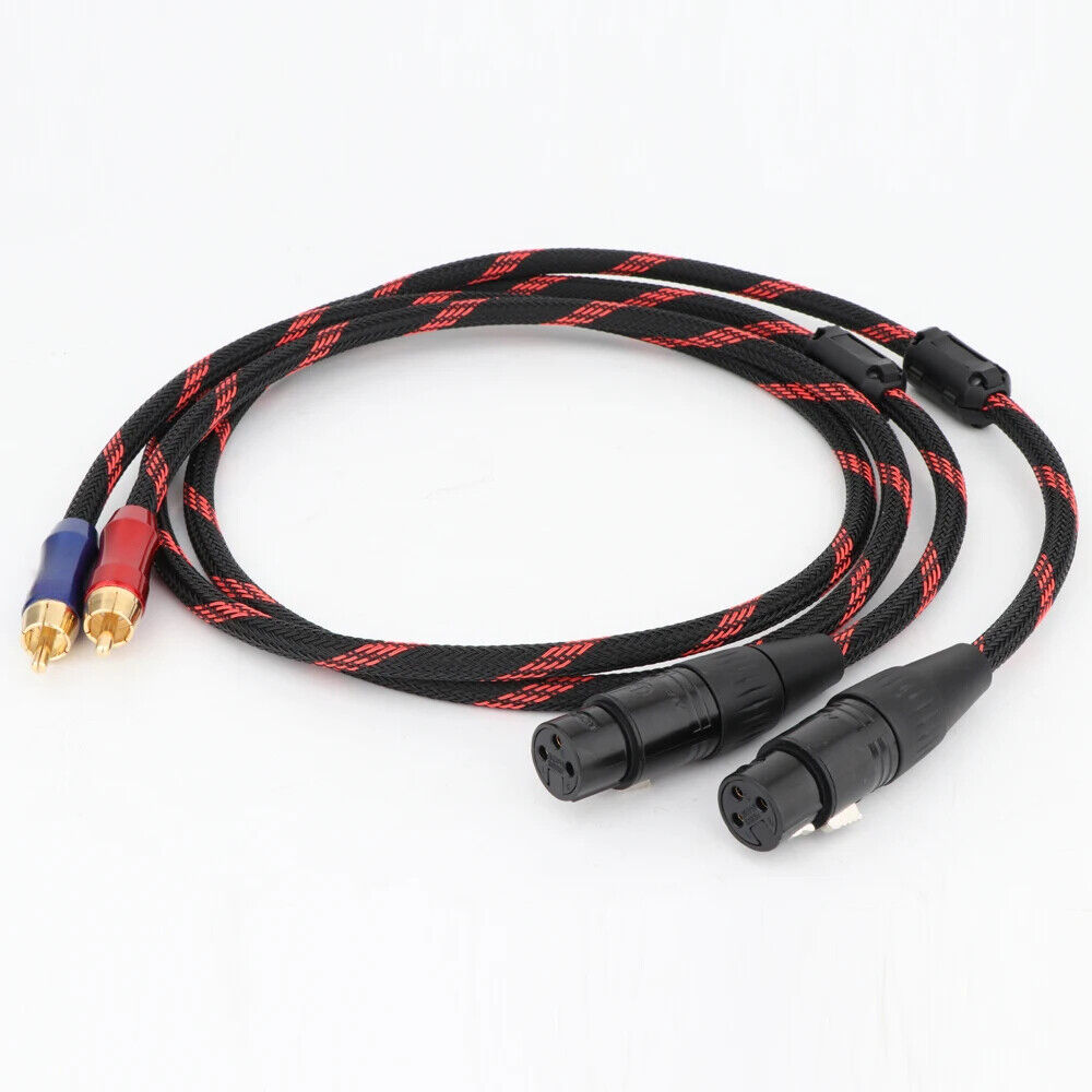 Pair 5N OFC Copper XLR Male Female To RCA Audio Interconect Cable Signal Wire