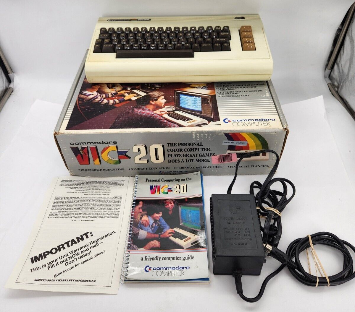 COMMODORE VIC-20, PERSONAL COLOR COMPUTER, with POWER CORD and ORIGINAL BOX