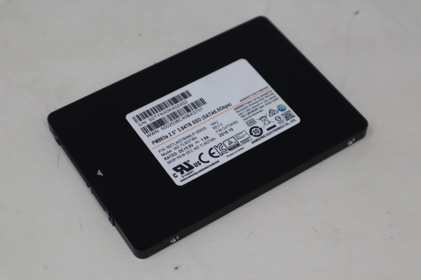 Samsung 3.84TB SSD SATA 6.0Gbps 91-100% Health | Fully Tested