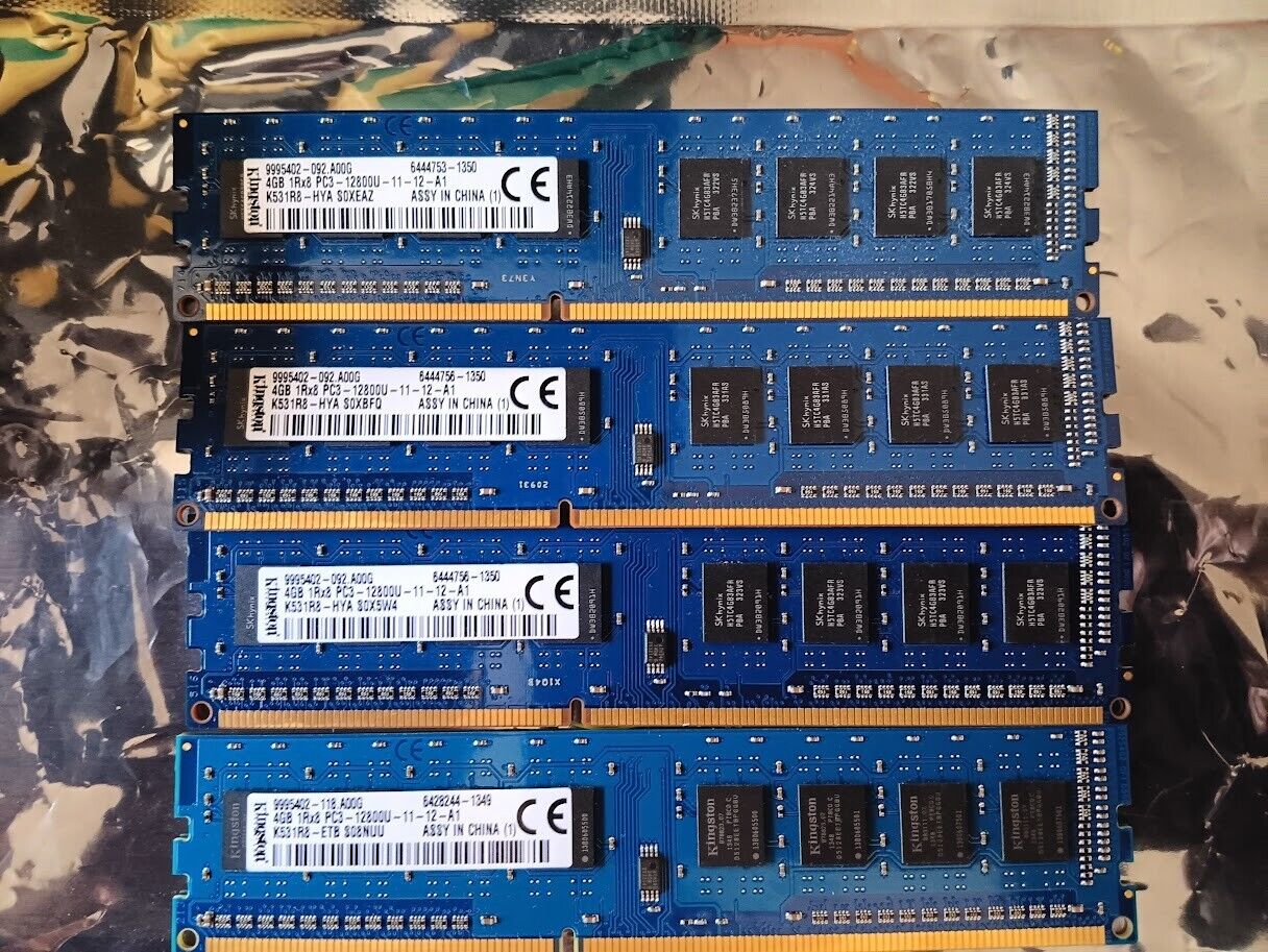 Kingston 16GB(4x4GB) HP698650-154 PC3L-12800U DDR3 1600MHz Desktop Memory