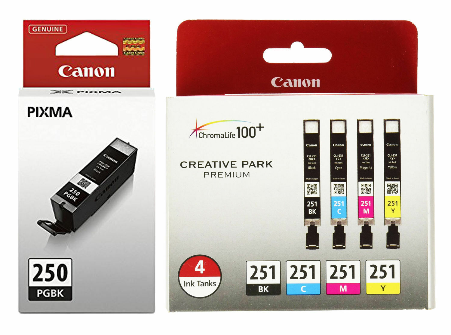 Genuine Canon PGI-250 BK CLI-251 B/C/M/Y Color Ink Cartridges-Setup-5Pk-NEW