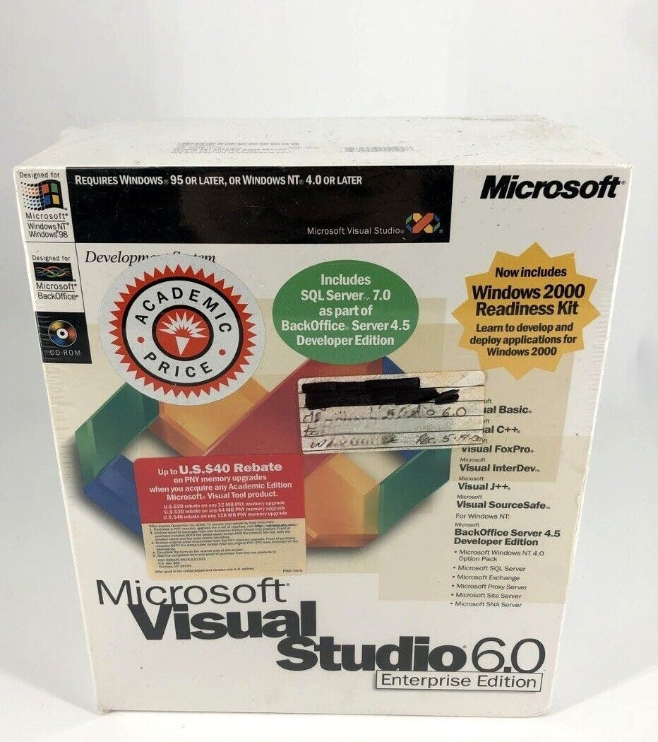 NEW SEALED Microsoft Visual Studio 6.0 Enterprise Edition (628-00404) 