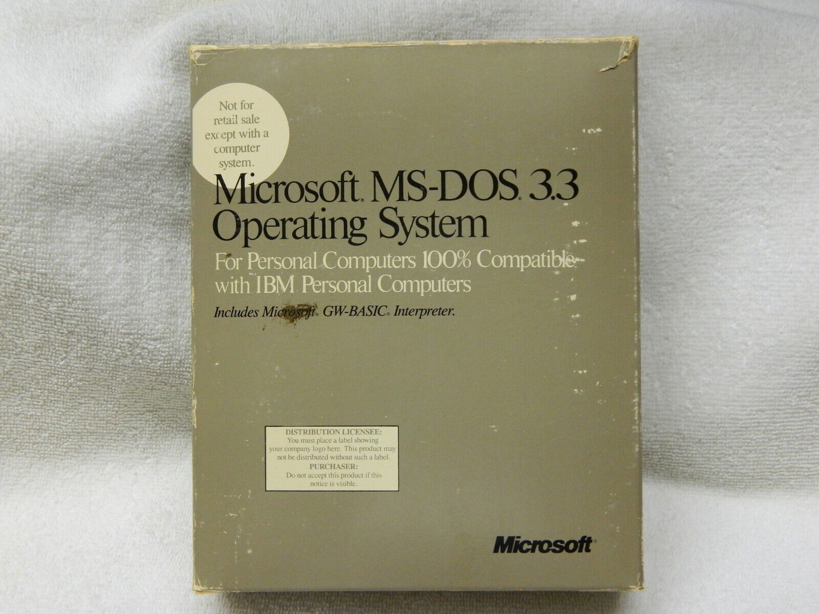 Vintage Microsoft MS-DOS 3.3 Operating System - 1987