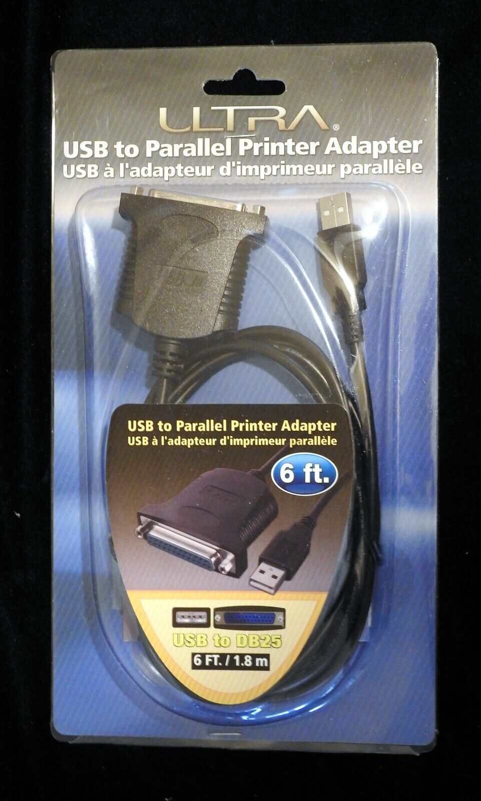 Ultra Products USB to Parallel Printer Adapter, 6ft long, USB to DB25