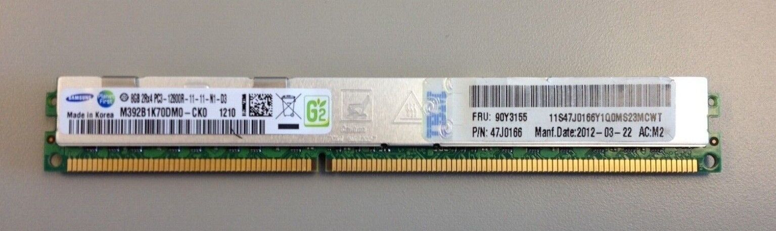IBM 90Y3155 8GB 2RX4 DDR3 1600MHZ 1.5V PC3-12800 MEM VLP MEMORY 2RX4
