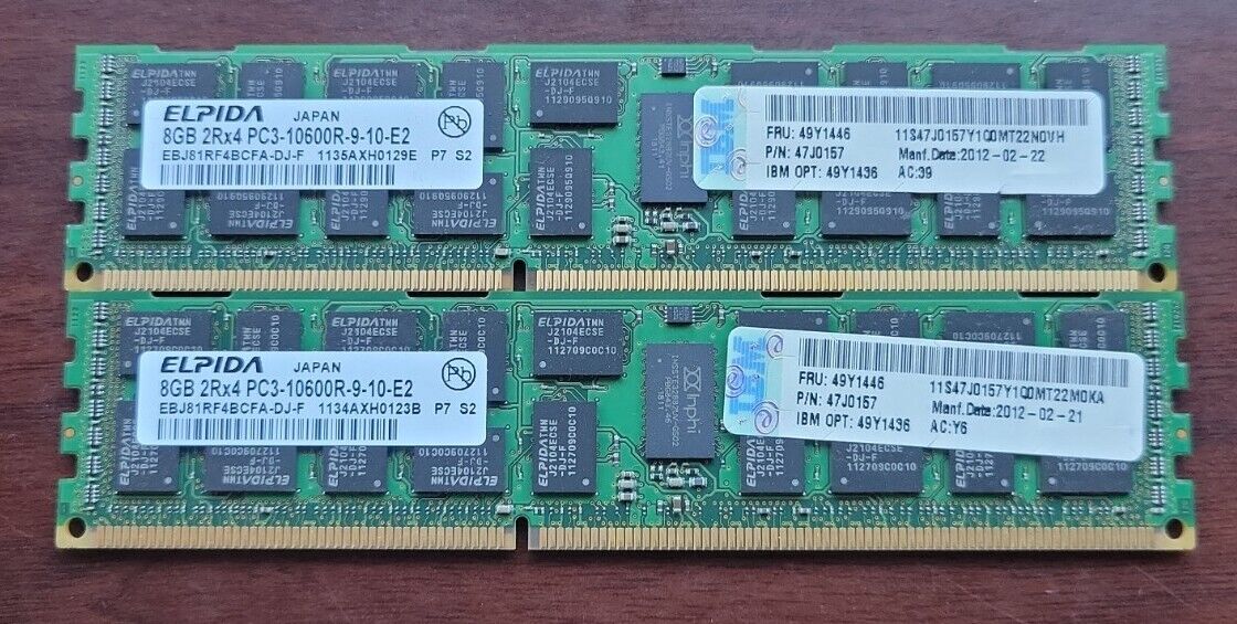 Elpida 16GB (2x8GB) 2Rx4 PC3-10600R Server RAM