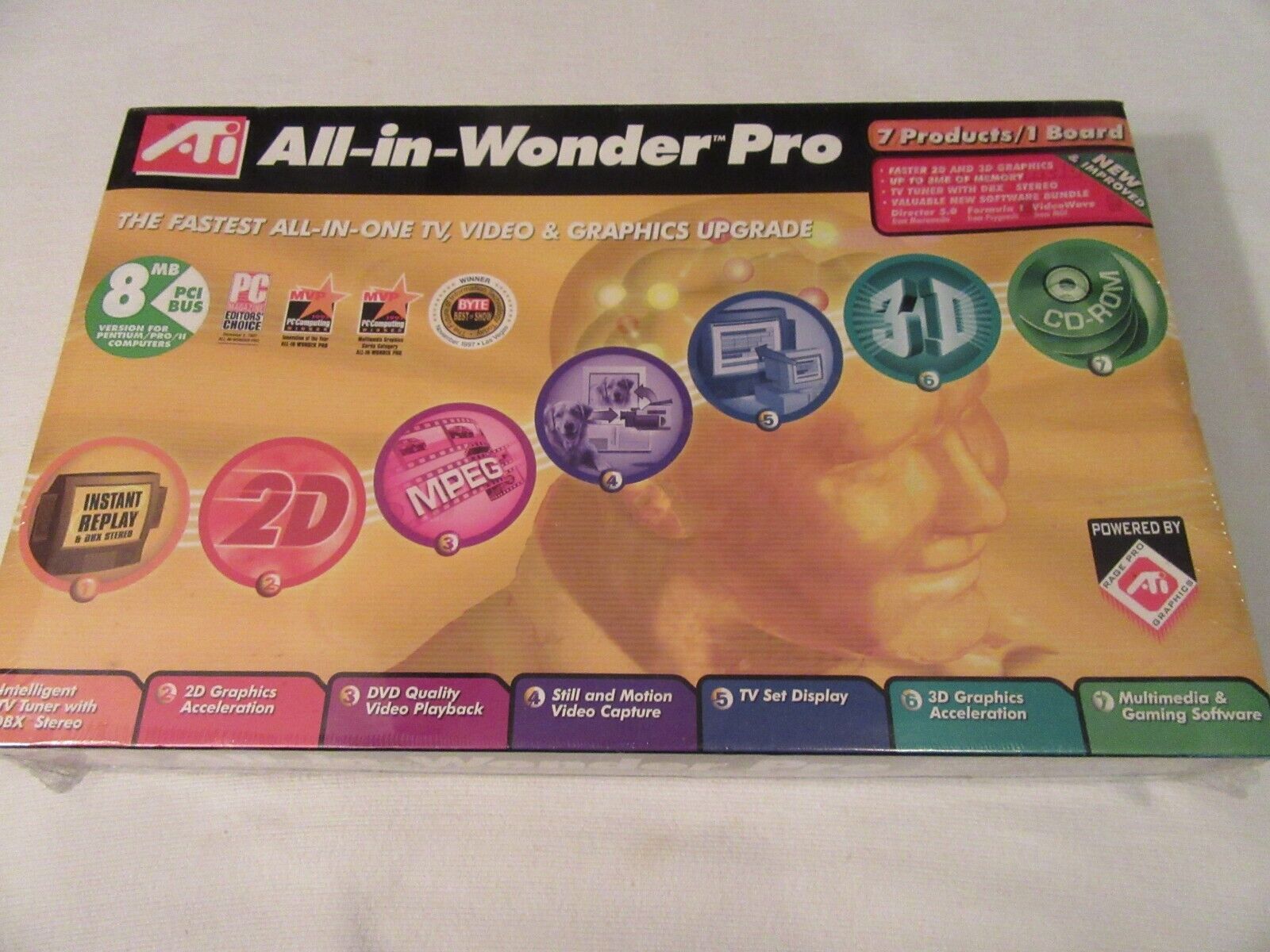 ATI All-in-Wonder Pro 8mb PCI Bus, TV Video Graphics Upgrade, New, Sealed in Box