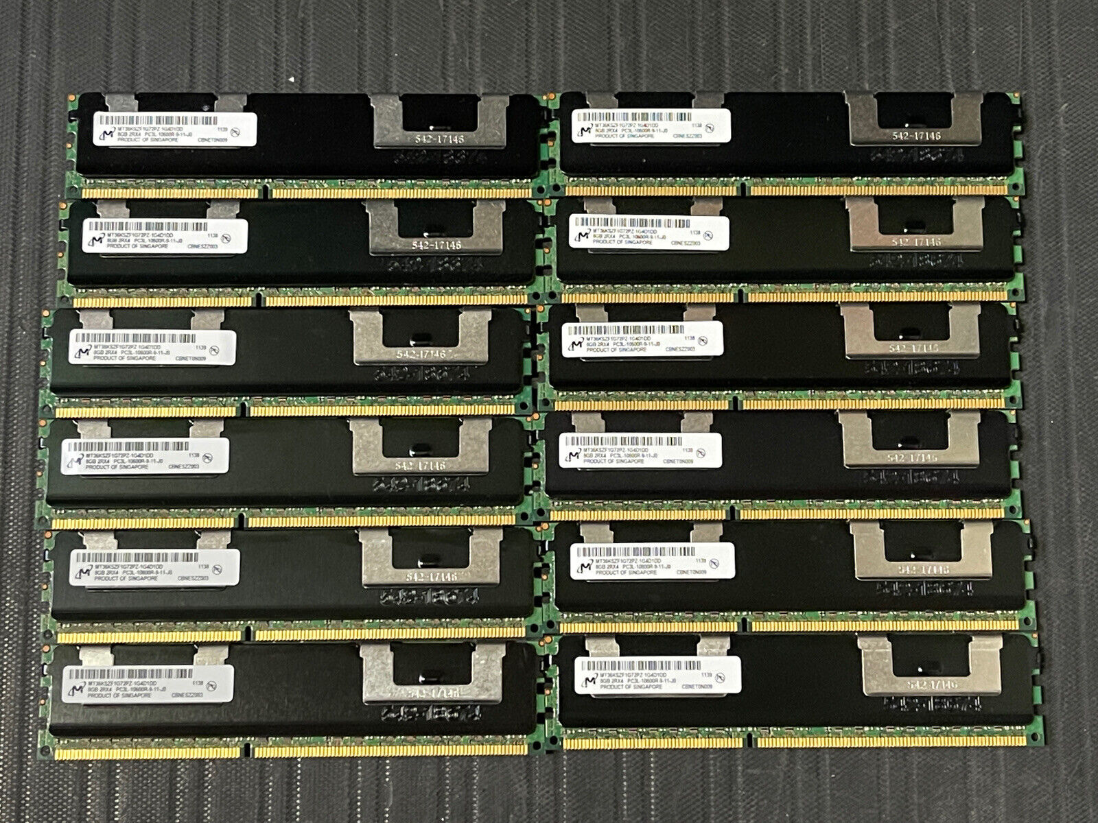 Lot of 12 Micron 96GB 8GB 2RX4 PC3L-10600R MT36KSZF1G72PZ-1G4D1DD ECC Server RAM