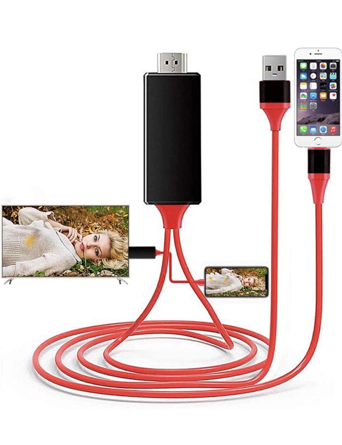 Lighnting Cable to HDMI, HD TV Cable for Iphone,Ipad Mini Video Adapte （2pc）