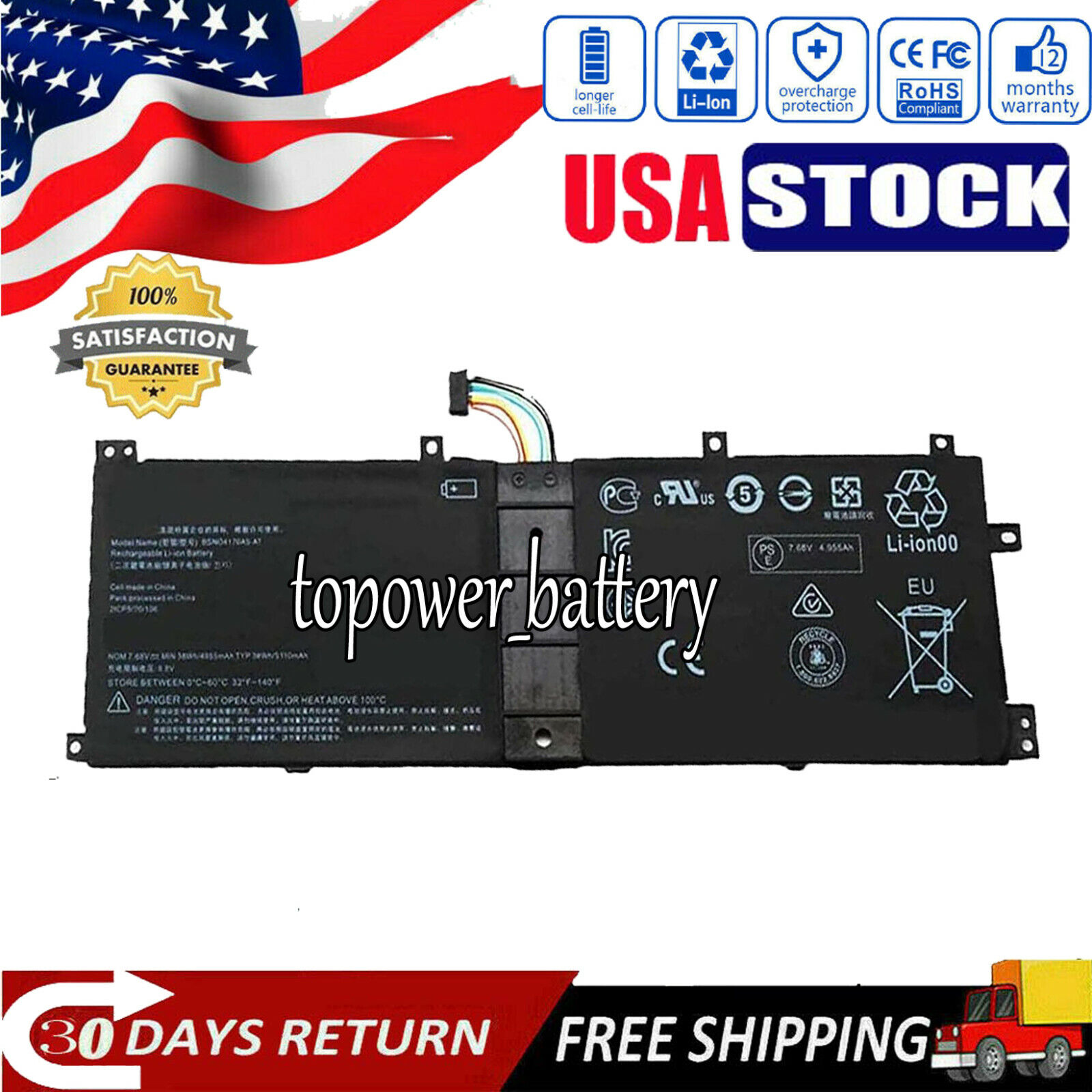 Replace Battery for Lenovo 80XE0006SP BSNO4170A5-AT BSNO4170A5-LH GB 31241-2014