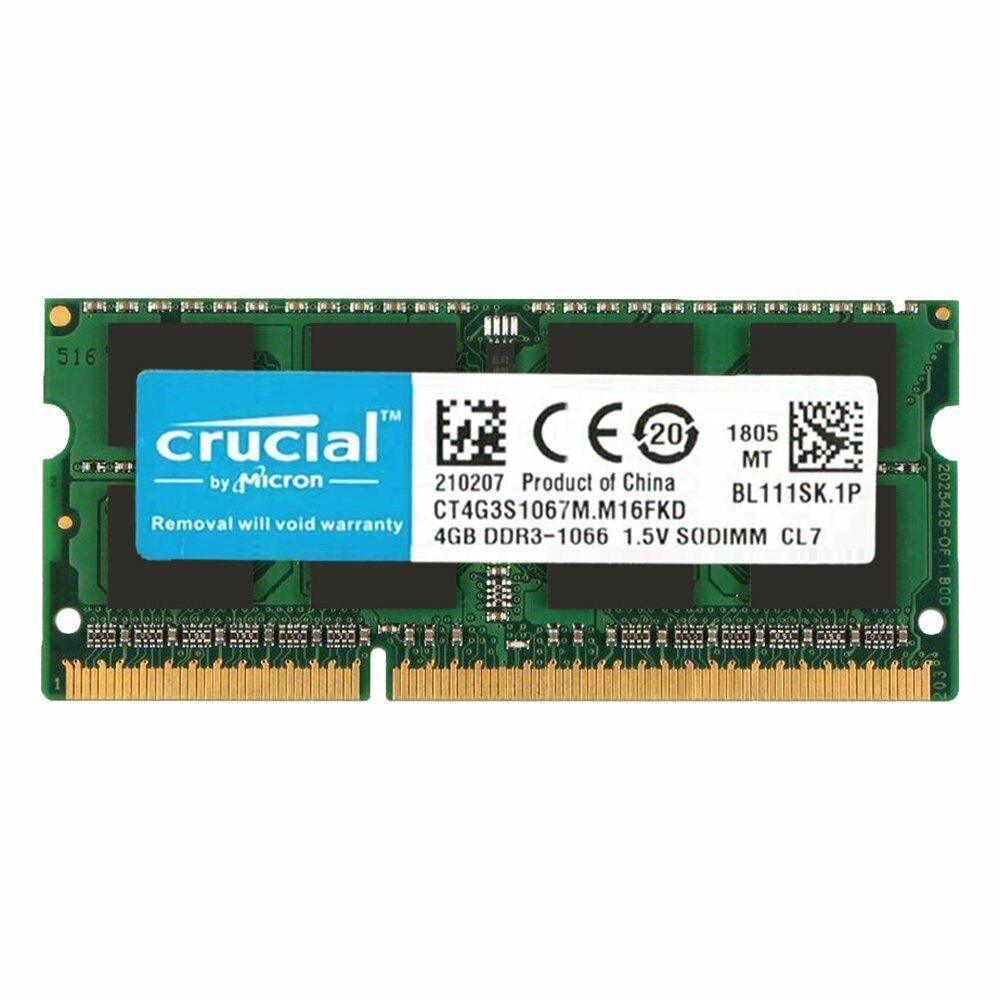 Crucial DDR3 4GB 8GB 1066MHZ PC3-8500 Laptop SODIMM Memory RAM 1.5V 204 Pins
